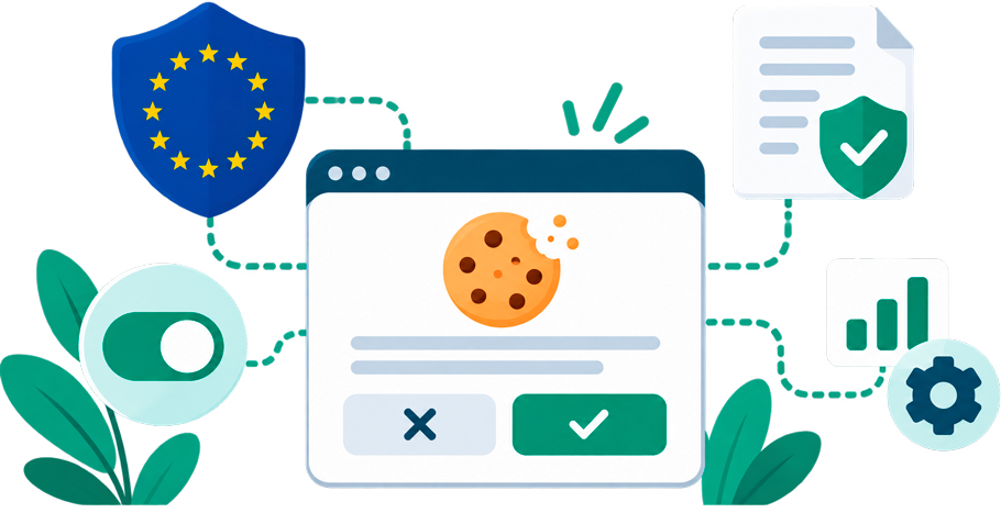 Illustration af GDPR og cookies